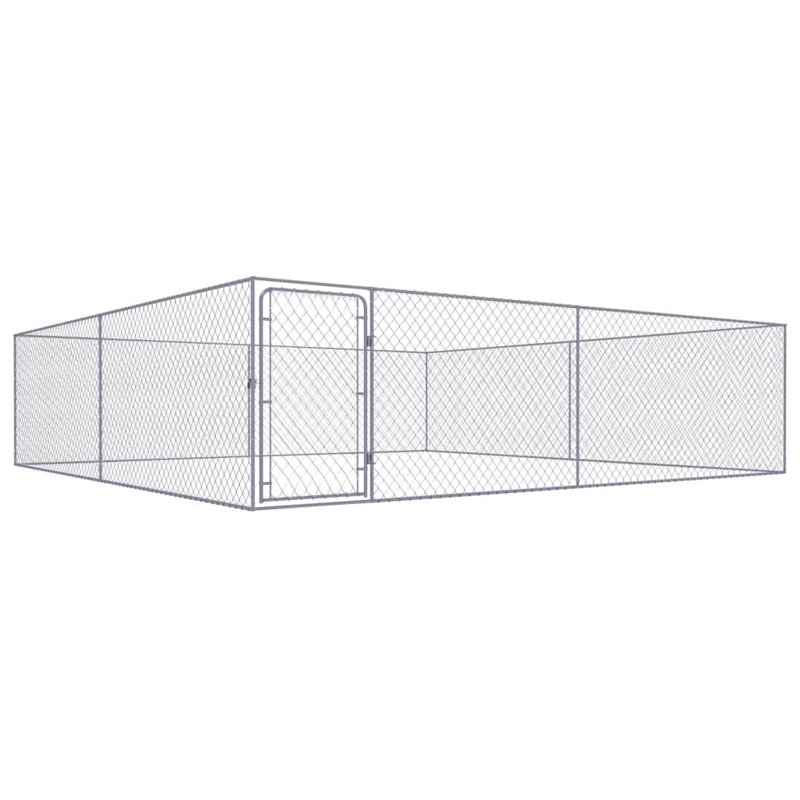 Newenton Galvanised Steel Kennel With Door, 100cm H x 400cm W x 400cm D