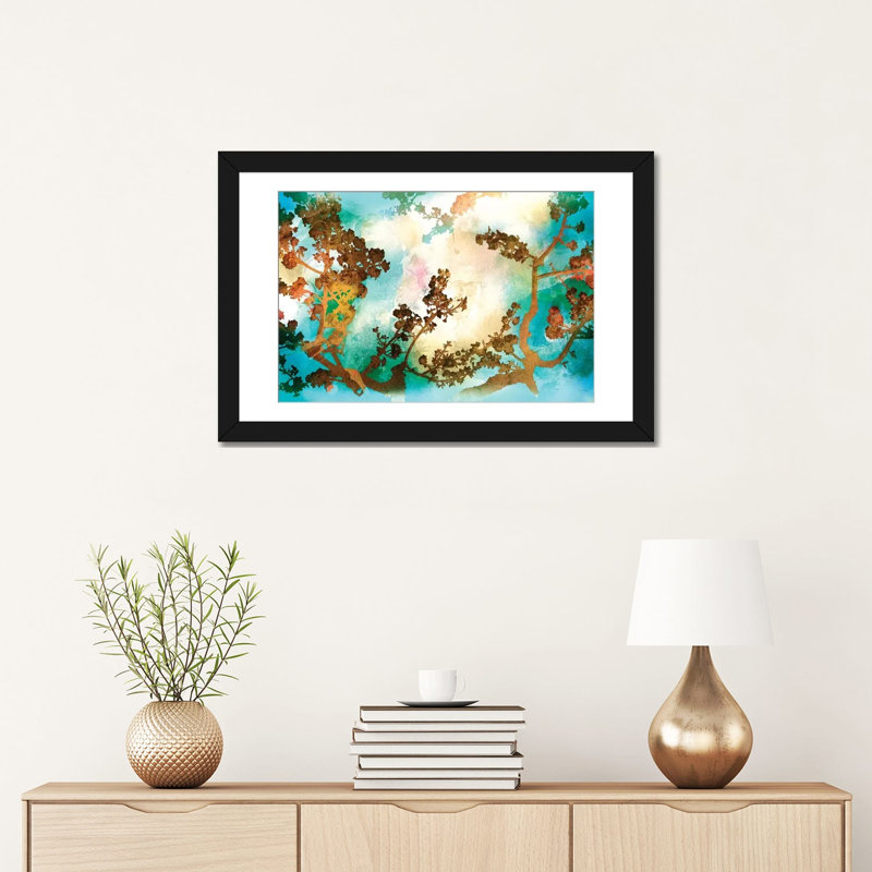 «Watercolor Tree», reproduction sur toile, H 18 po x l 26 po x P 1,5 po, Toile avec cadre noir, Blanc