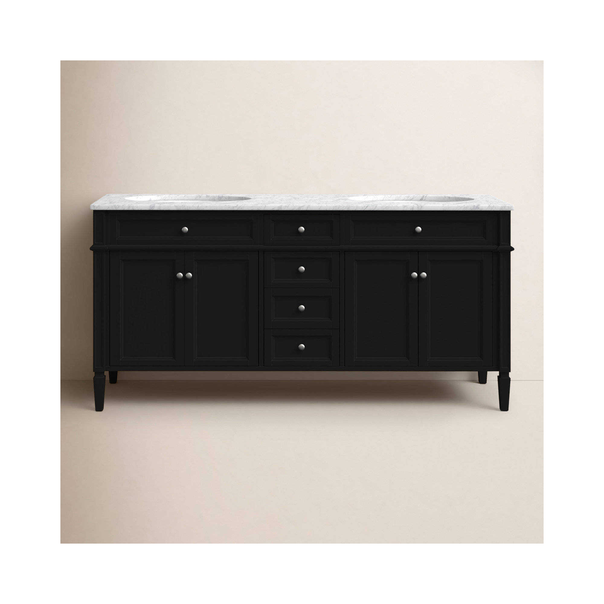 Rivers 72'' Double Bathroom Vanity, Black