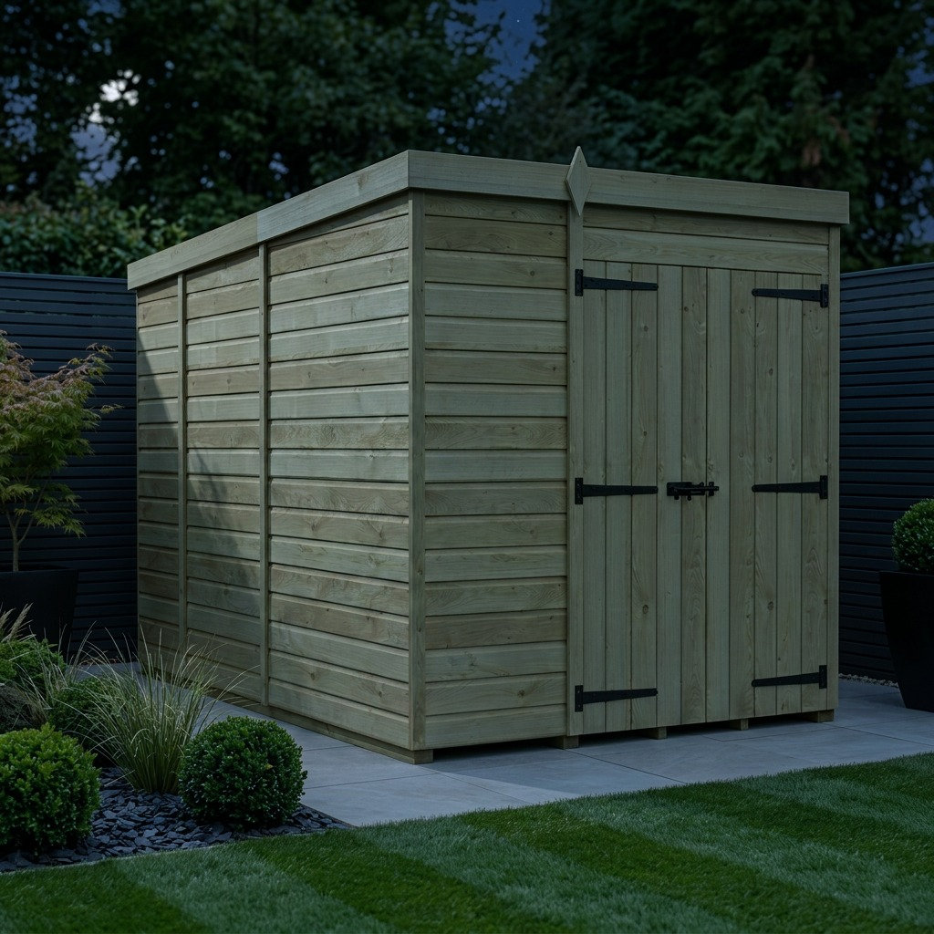 Total Sheds 6ft x 9ft Pent Garden Shed - Double Door - No Windows - Pressure Treated Timber - UK Manufactured