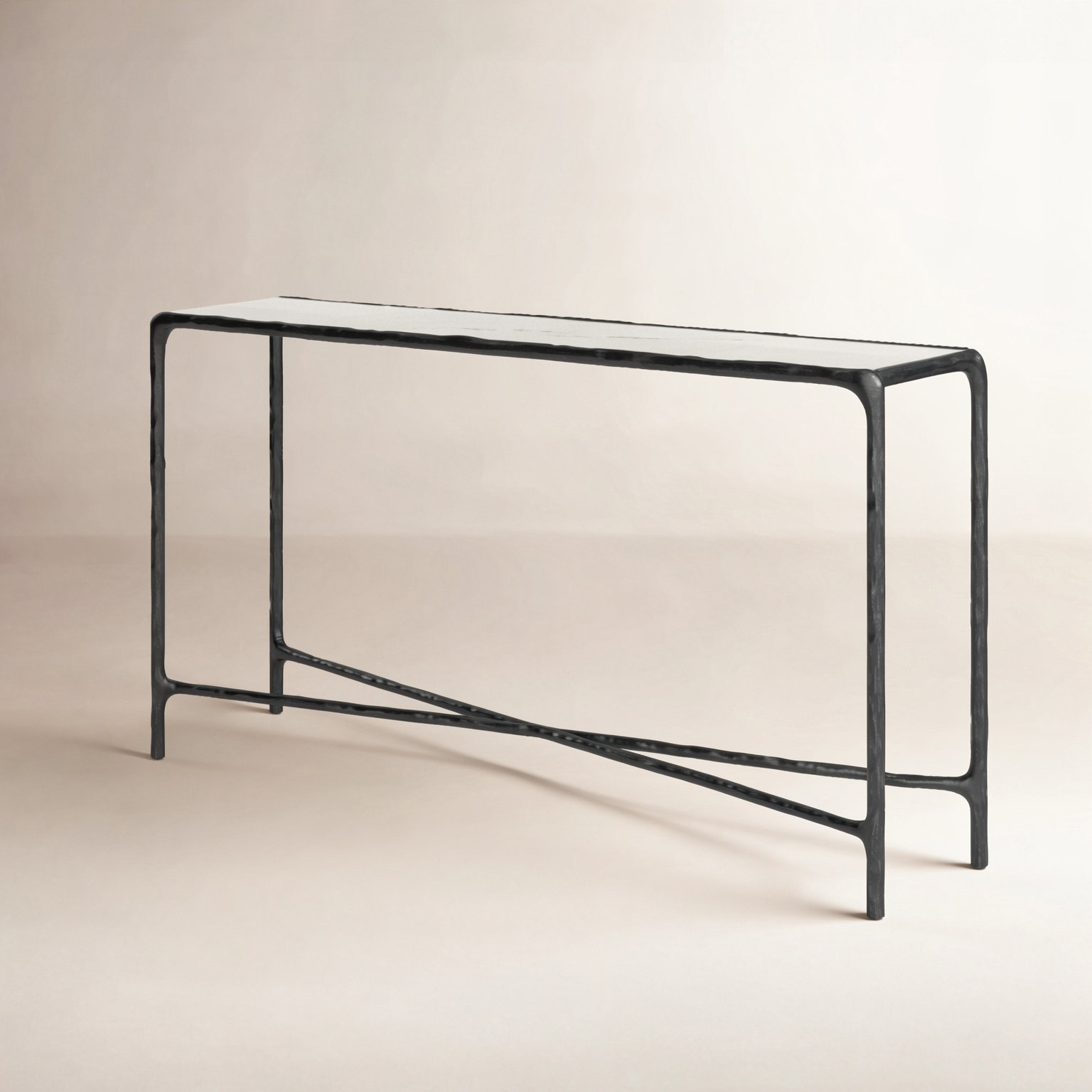 Evelynn 48'' Console Table, White Marble, Black