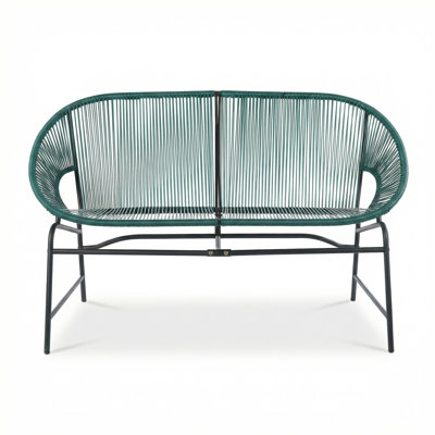 Spacious Patio Sofas, Pe Rattan Iron Frame Modern Loveseat For Patio