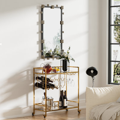 Square Decorated Rectangular Mirror
