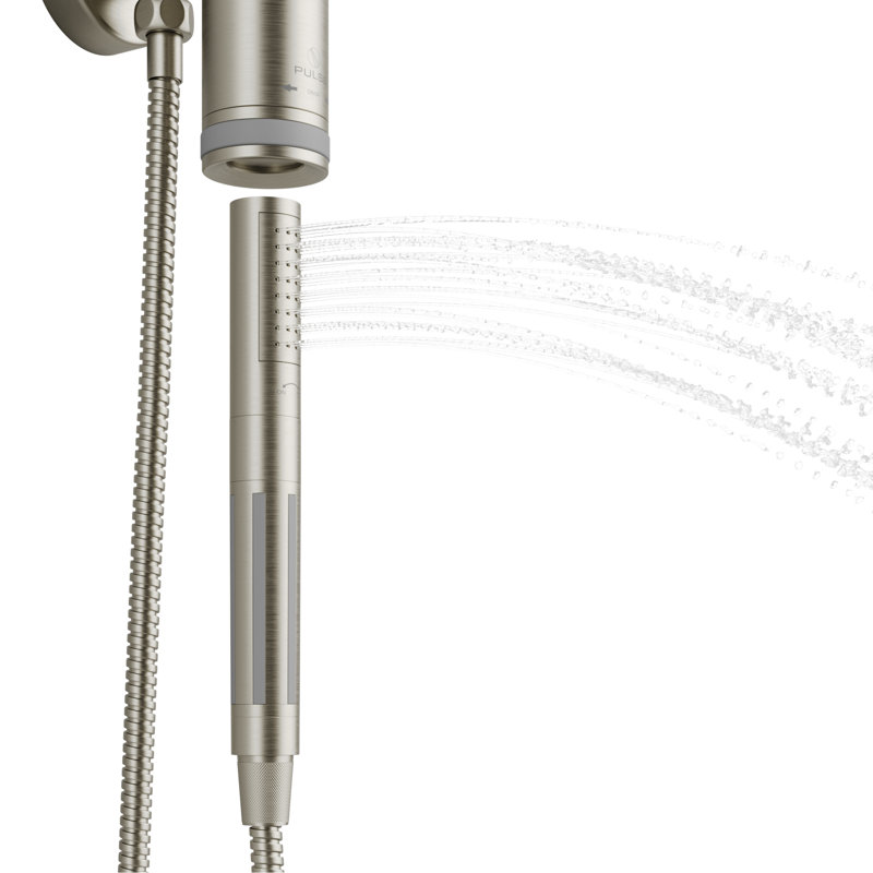 Aquarius 8-in Rain Showerhead Shower System with Pivoting Shower Arm and Magnetic Handshower Holder 1.8 GPM, Brushed-Nickel