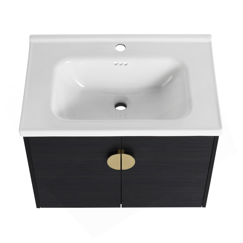 Meuble-lavabo luxueux avec portes à fermeture en douceur et beaucoup de rangement, parfait pour une salle de bain élégante et fonctionnelle.