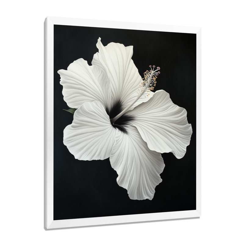 Décoration murale encadrée Tibbie V - Fleurs exotiques noires, H 32 po x l 16 po, Cadre photo blanc