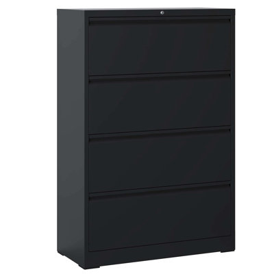 Palvinder 4 Lockable Metal Cabinet In Black, For Home Office, Stores Legal/Letter/A4/F4 Size, Strong & File Locking Size Papers,