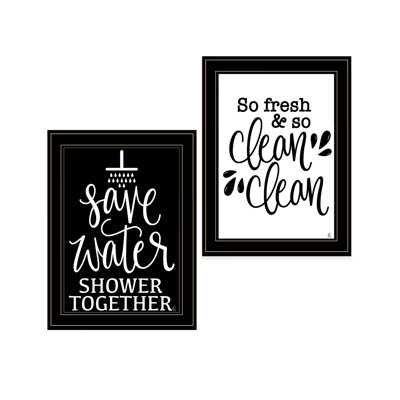 "Clean/Shower Together" 2-Piece Vignette By Fearfully Made Creations, Ready To Hang Framed Print