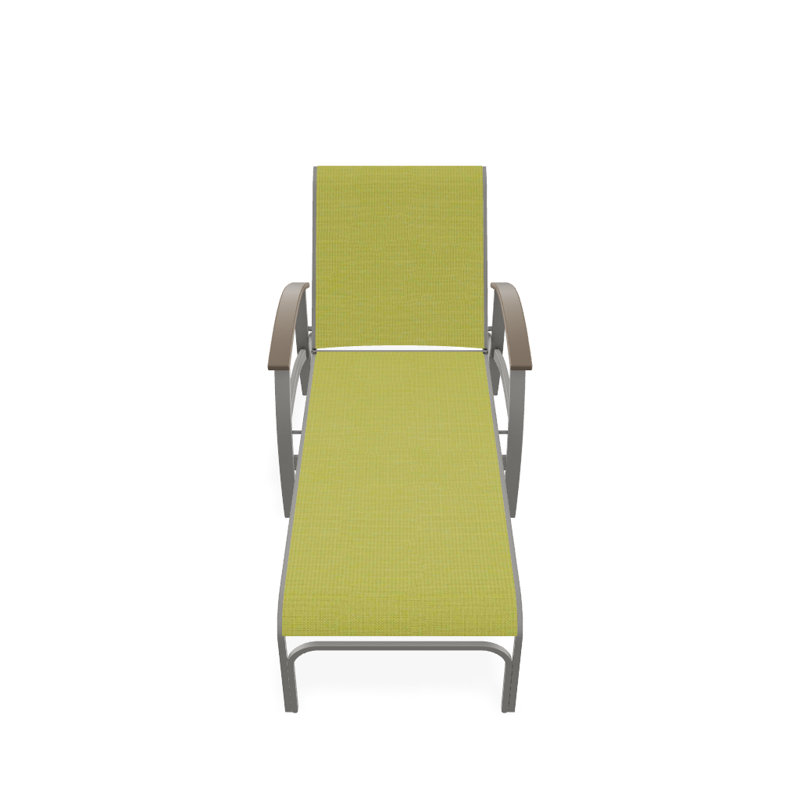 Askar Outdoor Rust-Resistant Metal Chaise Lounge, Lime 38D Sunbrella®, Desert P60, Textured Snow