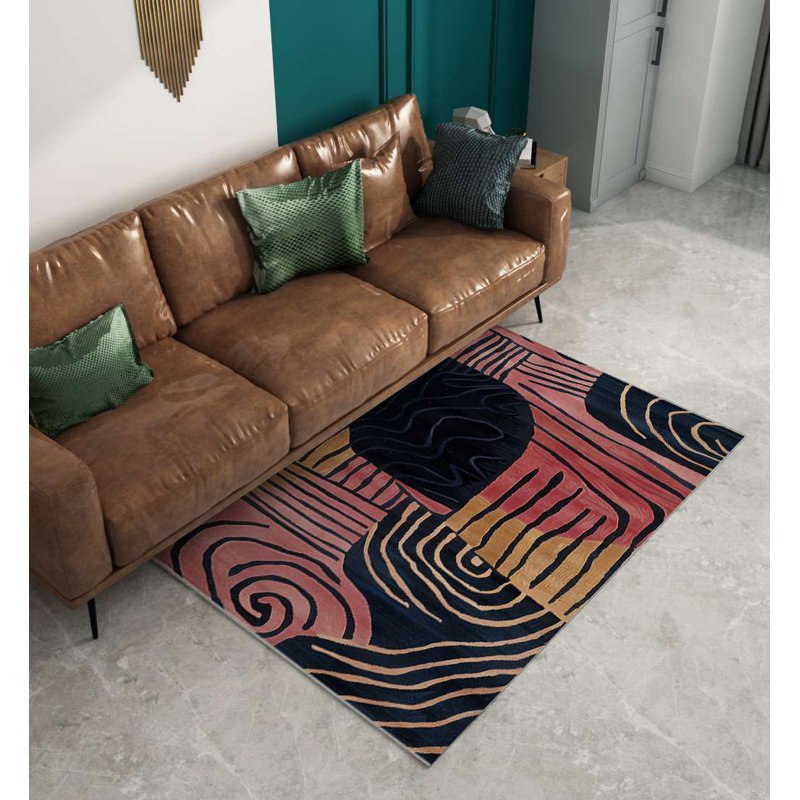 High-Quality Area Rug, 5.9 x 9.2 Feet, 60% Cotton / 40% Polyester | Non-Slip Cotton Underside, Machine Woven, Digital Print, No Pile | Total Thickness: 0.3 inches, Easy to Clean, Perfect for Living Room & Bedroom Decor
