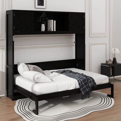 Lit double escamotable complété par des unités de rangement intégrées