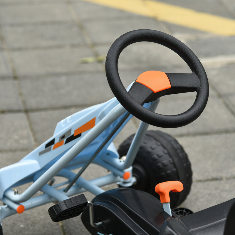 Light Blue Adjustable Pedal Go Kart with Plastic Wheels