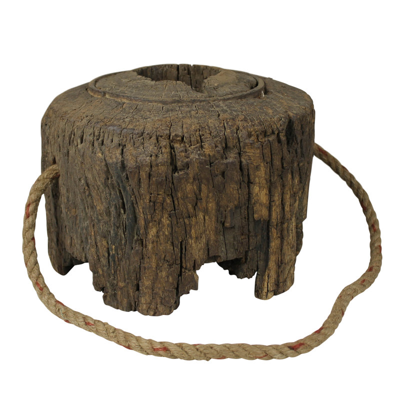 Rustic Wood Axel Door Stop with Rope Handle