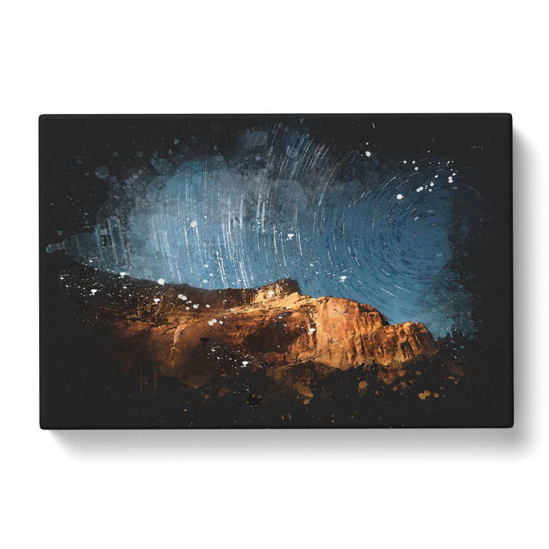 Stars above the Mountains Paint Splash - Wrapped Canvas, 40cm H x 60cm W x 3cm D
