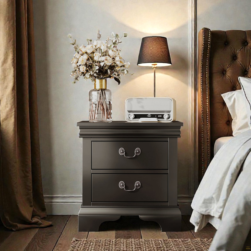 Table de chevet en bois, Noir