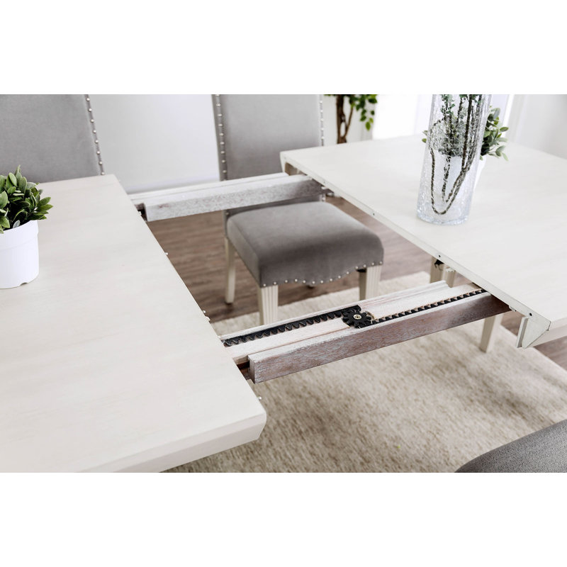 Table de salle à manger de 78 po de largeur, blanc antique / gris