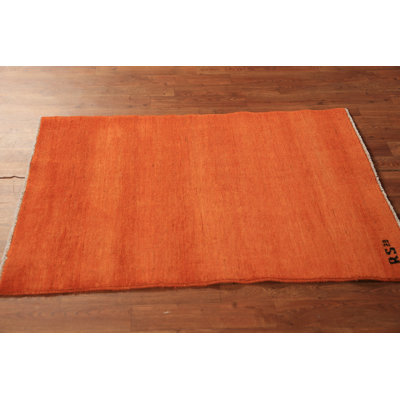 Orange Handmade Gabbeh Oriental Accent Rug 3x4