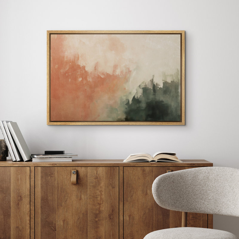 Reproduction d'art sur toile encadrée - œuvre d'art abstraite colorée, décor moderne minimaliste, Naturel, H 24 po x l 36 po