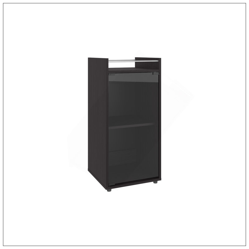 Bar, 1 porte vitrée, 3 tablettes, Noir