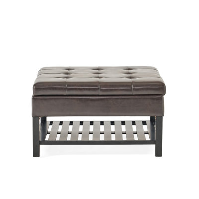 SQUARE OTTOMAN WITH STORAGE AND BOTTOM RACK