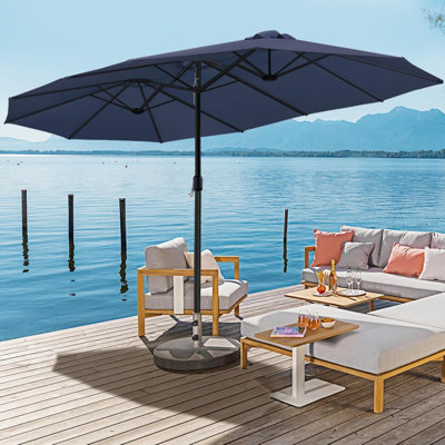 14.8ft Patio Umbrella, Double-sided Rectangle Outdoor Umbrella, Table Umbrella For Pool Garden Backyard Picnic Blue