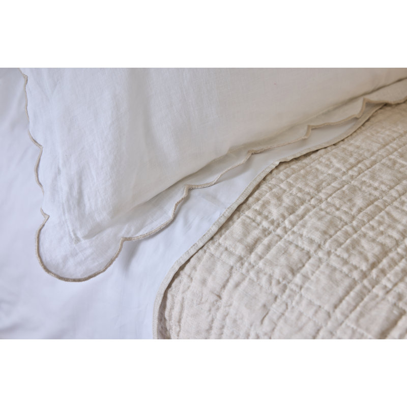 Skylar 100% Cotton Percale Weave Sheet Set, Queen Sheet Set with 2 Pillowcases, White/Flax