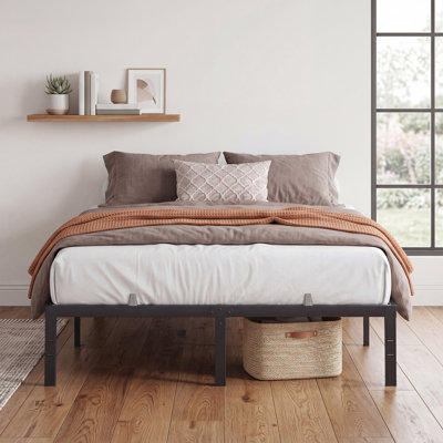Base de lit plateforme en métal robuste de 14 po, capacité de 1 100 lb, sans sommier, rangement sous le lit