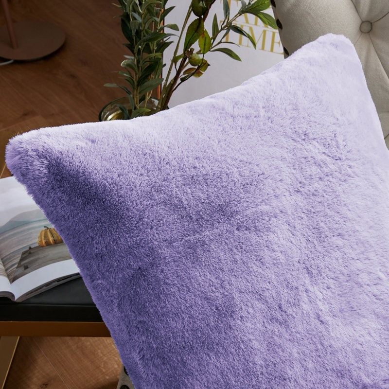 Heavy Faux Fur Throw Pillow Cover, Lavender Fog, 20' H x 20' W