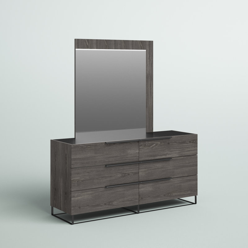Commode double 6 tiroirs avec miroir Saltz