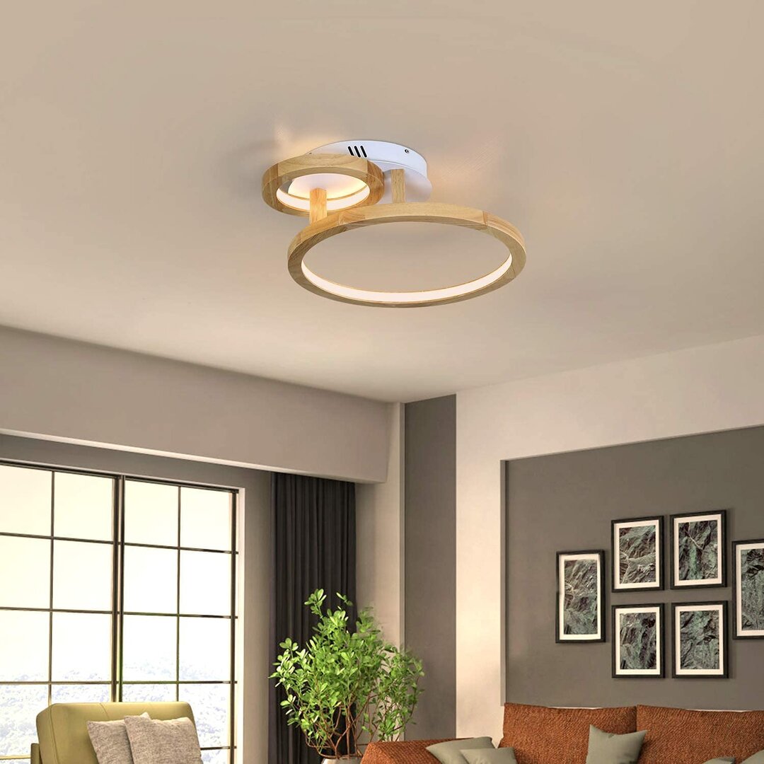 LED Deckenleuchte Holz Dimmbar 52cm Ring Modern Kronleuchter 37W