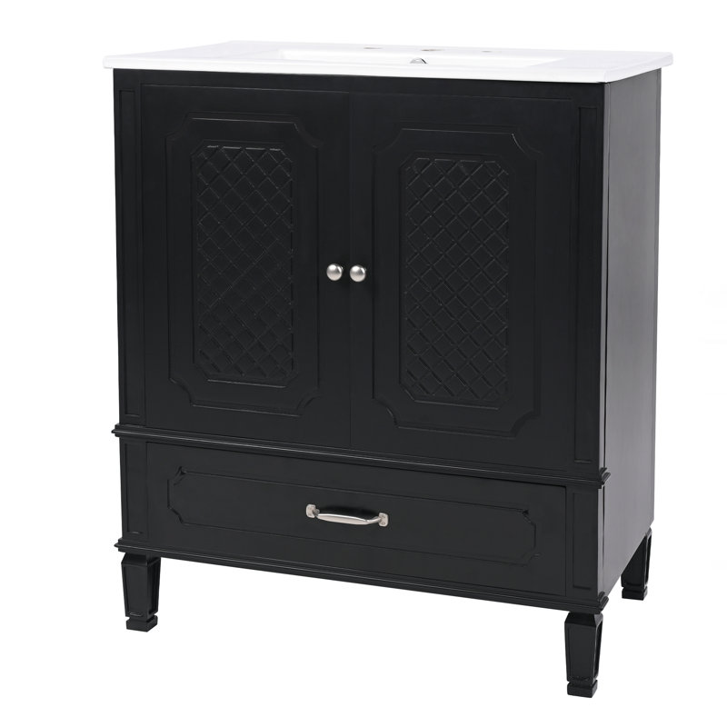 Meuble-lavabo de salle de bain avec lavabo, Noir