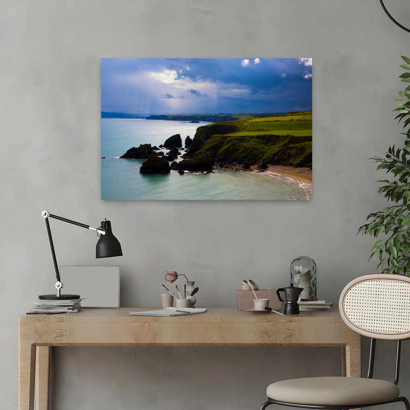 Plage de Ballydowane, comté de Copper Coast, Waterford, Irlande, paisible, plage contemporaine, art marin, H 16 po x l 24 po