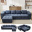 Canapé modulaire en chenille nuage, modulaire 3 pièces en forme de L avec repose-pieds, sans assemblage-1202819931