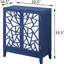 Console bleue à 2 portes - Portes à motif géométrique en miroir pour un grand espace de rangement en bois et en verre