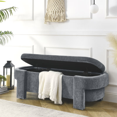 Banc rembourré en chenille avec grand espace de rangement pour le salon, le vestibule et la chambre à coucher