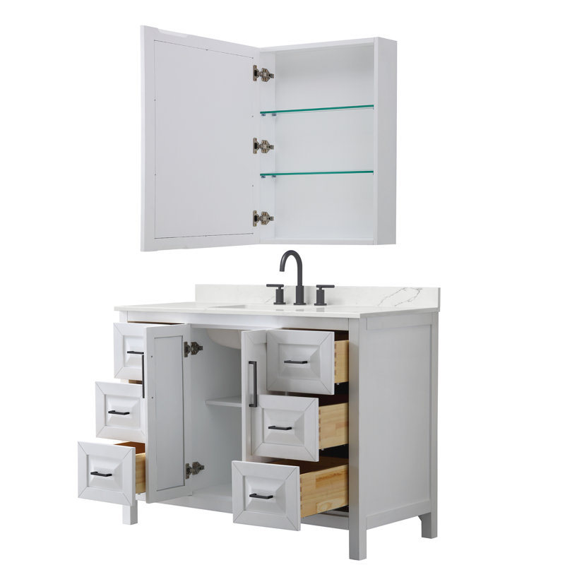 Daria 48'' W Vanity, Matte Black, White, Giotto Quartz
