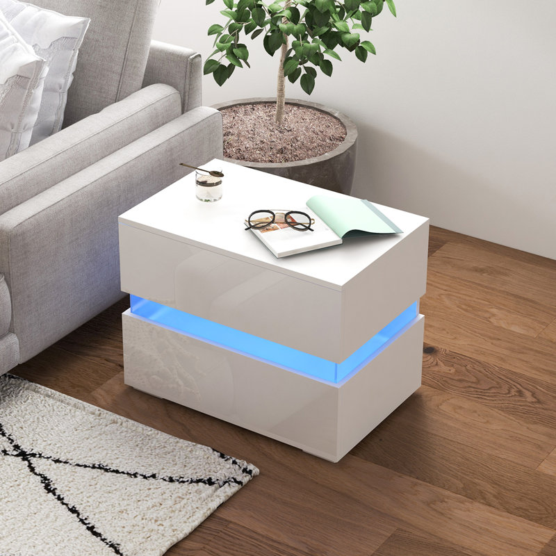 Table de chevet 2 tiroirs Donavin, Blanc