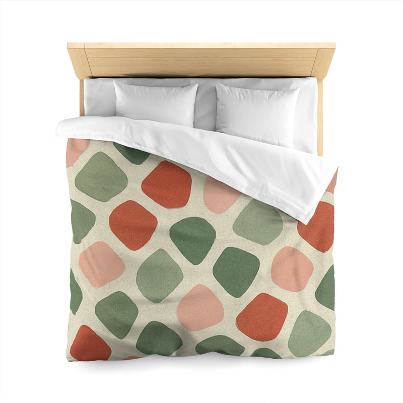 Microfiber Duvet Cover Boho Style, Design 45, Queen Duvet Cover, White