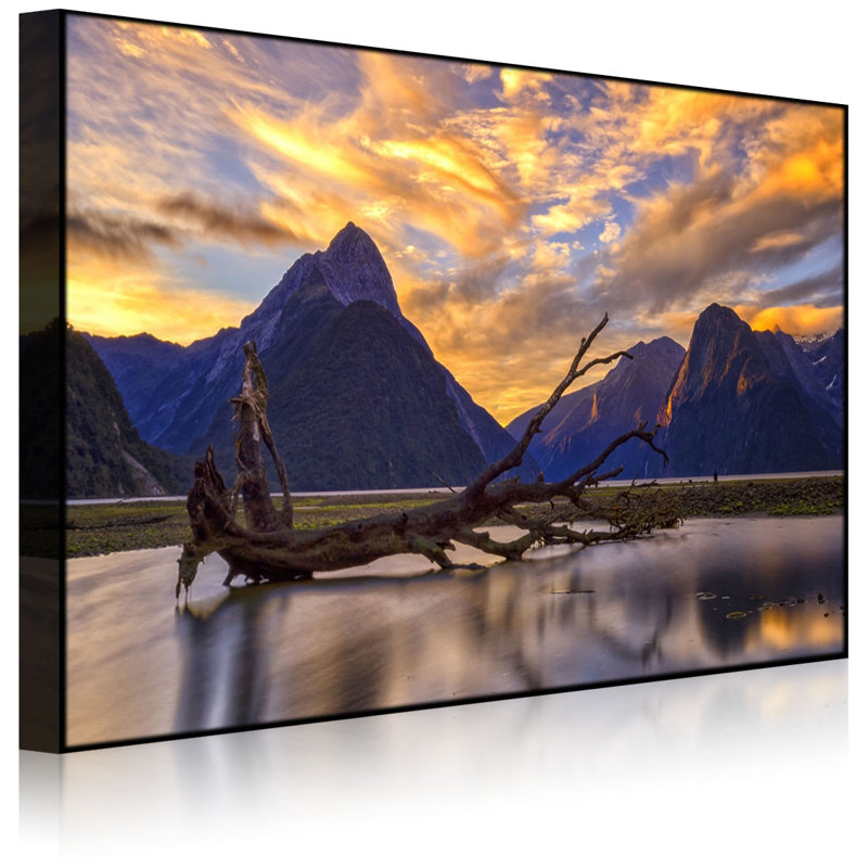 Uprooted Tree In Beautiful Mountain Landscape by No - Wrapped Canvas Print, 40cm H x 60cm W x 4.5cm D, Without lighting