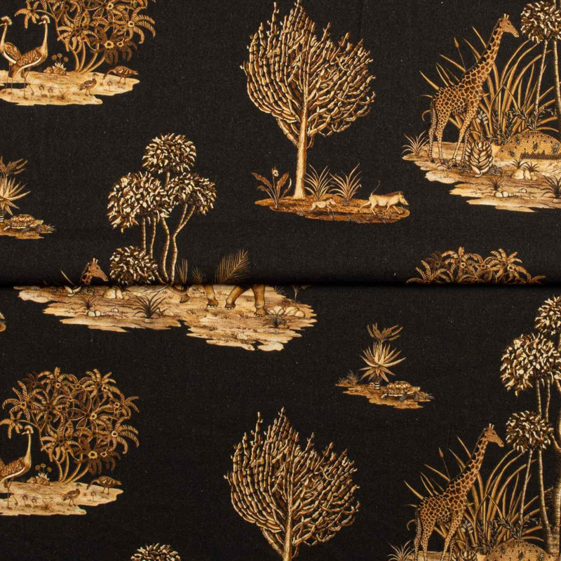 Ardmore Linen Fabric, Black/Gold