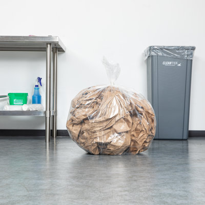 Restaurantware Garbage Bags 200 Pack of 20 Gallon Plastic Trash Liners Clear Waste Bags Leak-Proof Star-Sealed Bottom Commercial Trash Can Liners