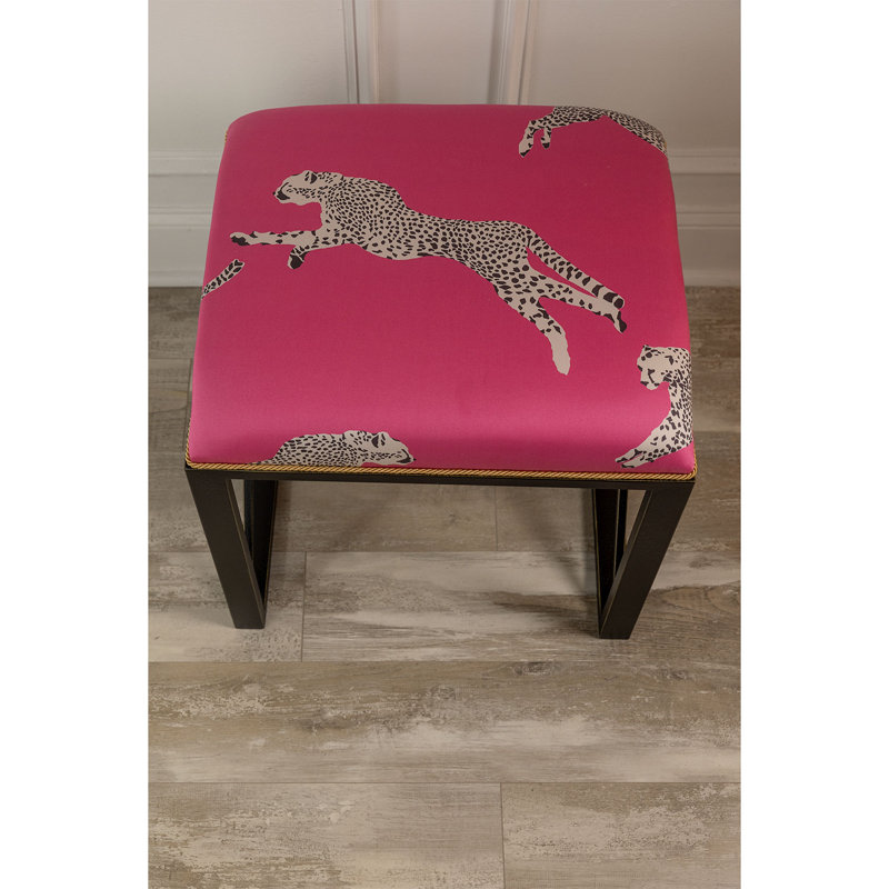 Medallion Upholstered Stool, Bubblegum Pink/Black Crackle, Bubblegum Pink
