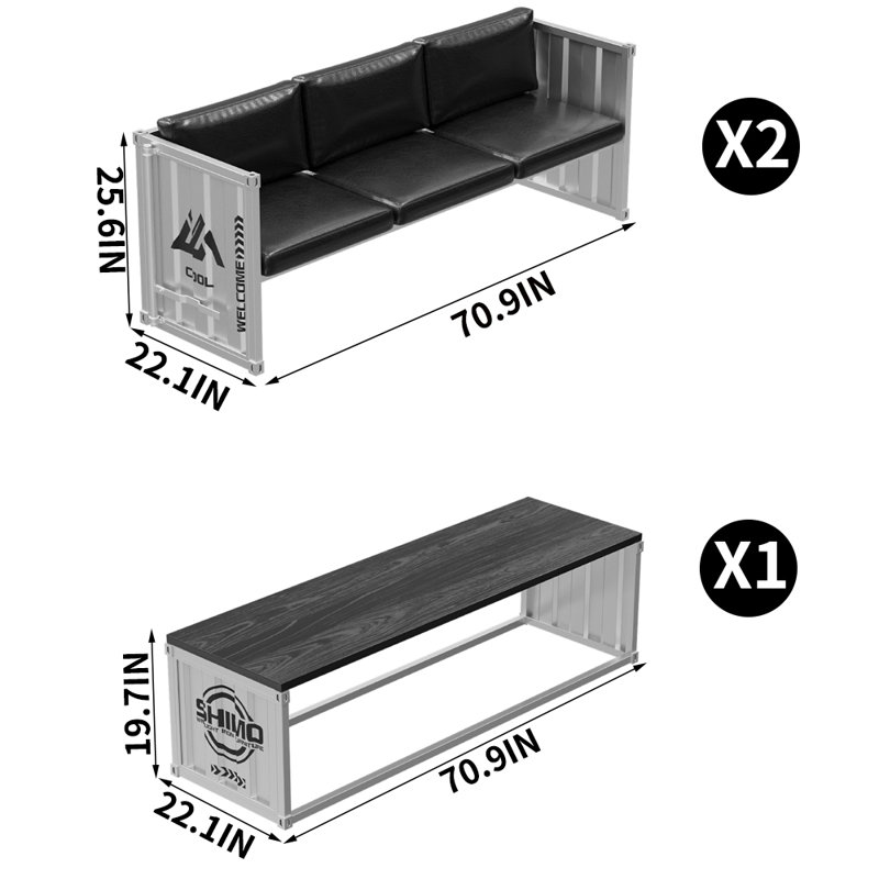 Ensemble de table et chaises de style industriel L 70,9 x l 22,1