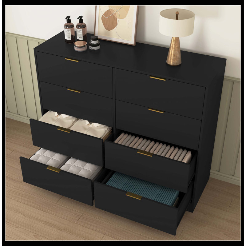 Commode 8 tiroirs Modern, Noir