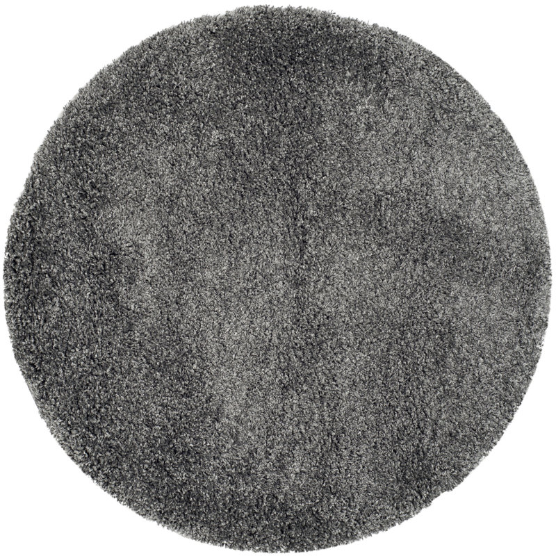 Delane Dark Gray Area Rug, Round 4'