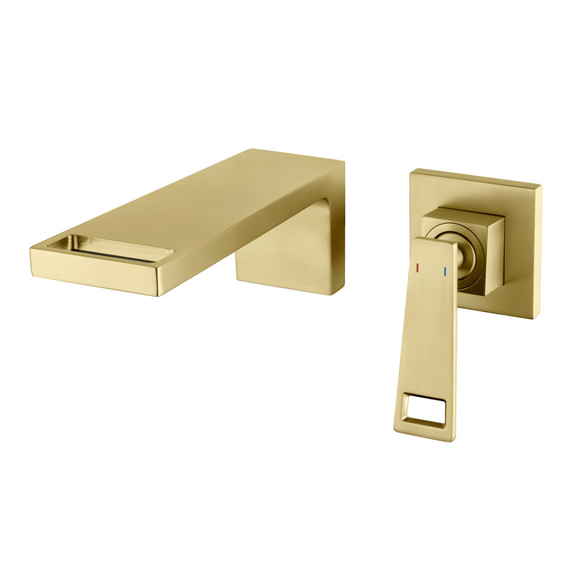 Modern Wall Mount Waterfall Bathroom Sink Faucet,Single Handle Bathroom Vanity Faucets, Brushed Gold