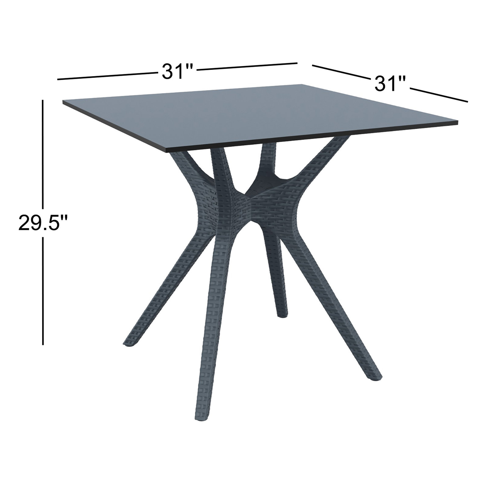 Farrah 31" Patio Dining Table, Gray