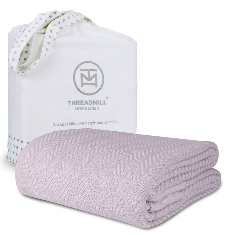 Couverture 100% coton à chevrons Threadmill, Queen (90" x 92"), Lilac
