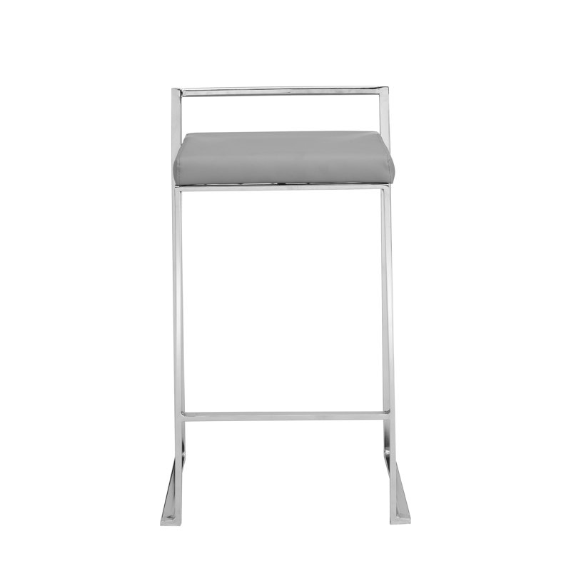Modern White 25-Inch Counter Stool with Space-Saving Footrest, White