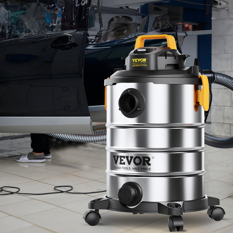 Silver 8-Gallon Stainless Steel Wet/Dry Canister Vacuum with HEPA Filter